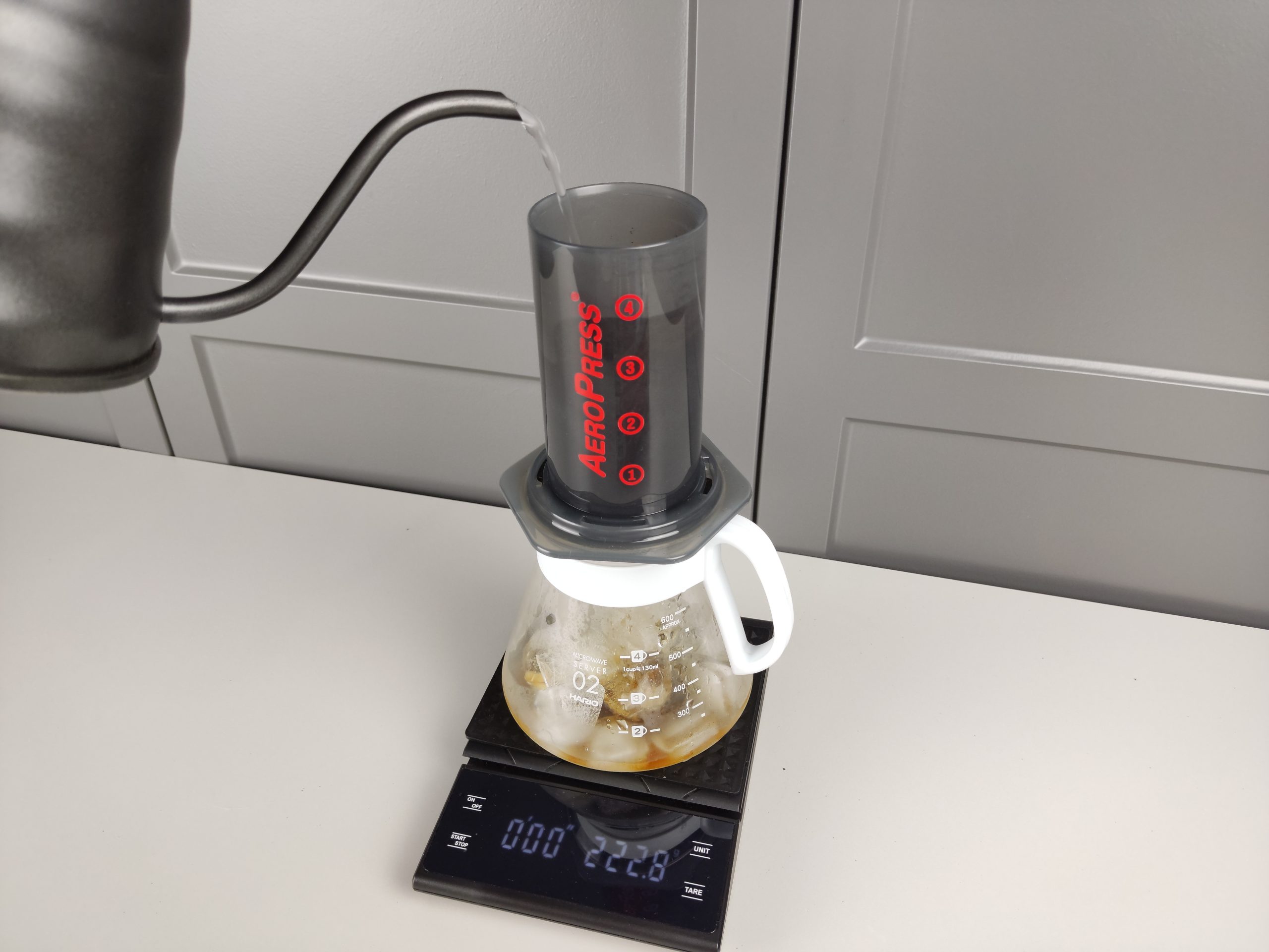 brewing iced coffee with aeropress