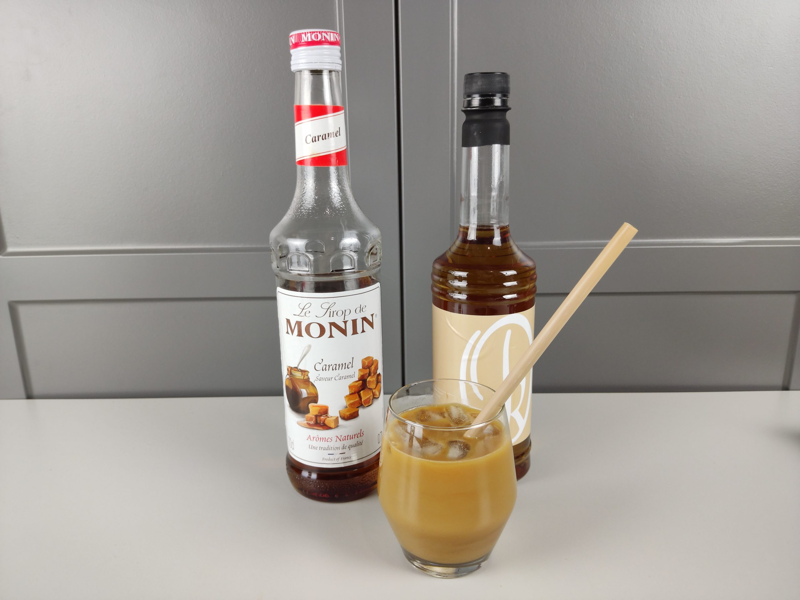 iced coffee with milk and syrup