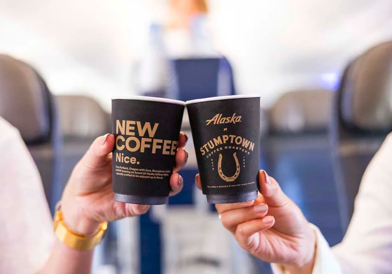 Alaska Airlines serves a custom coffee blend created in partnership with Stumptown Coffee Roasters