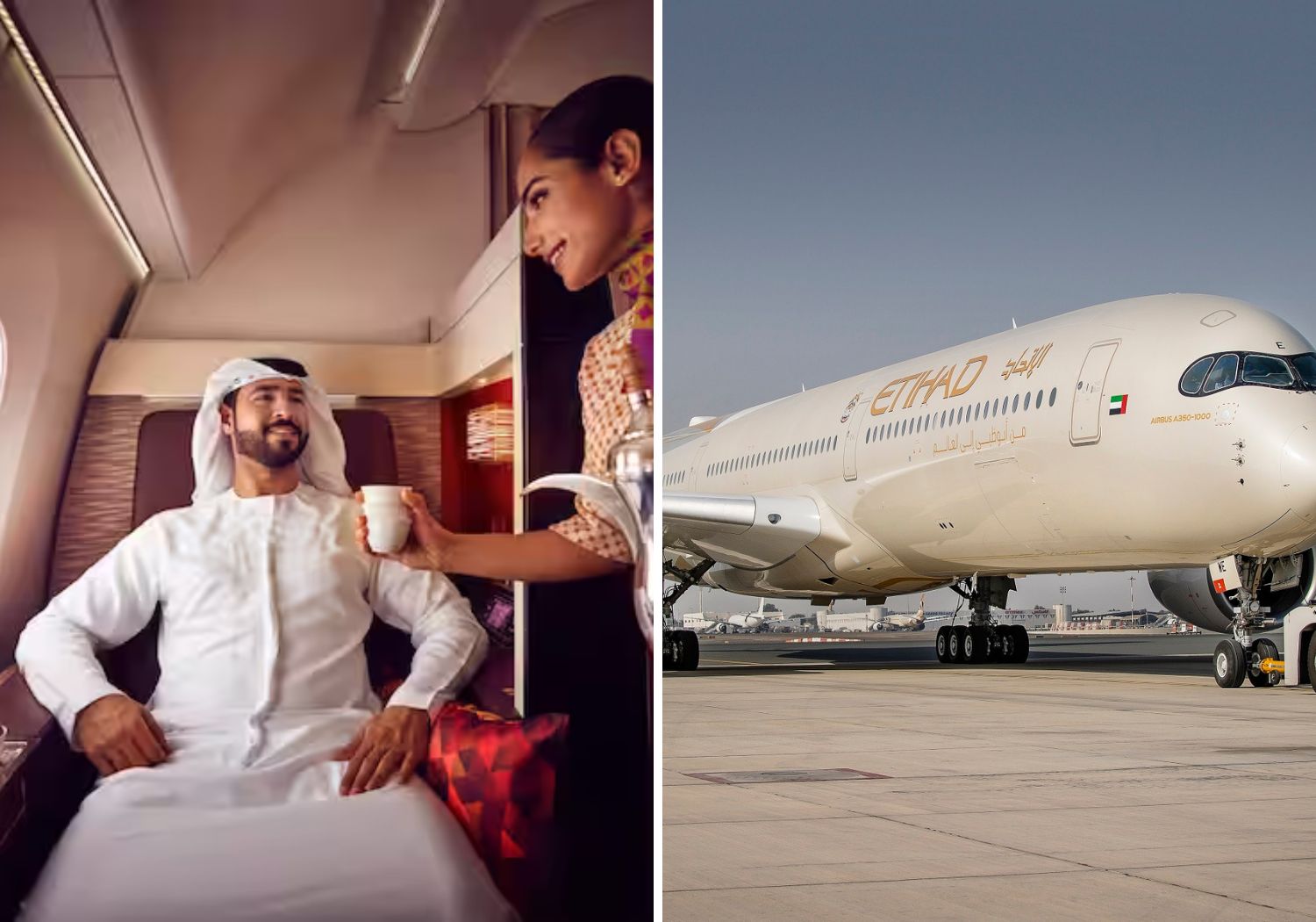 Etihad Airways serves Arabic coffee on their flights without mentioning any branded coffee