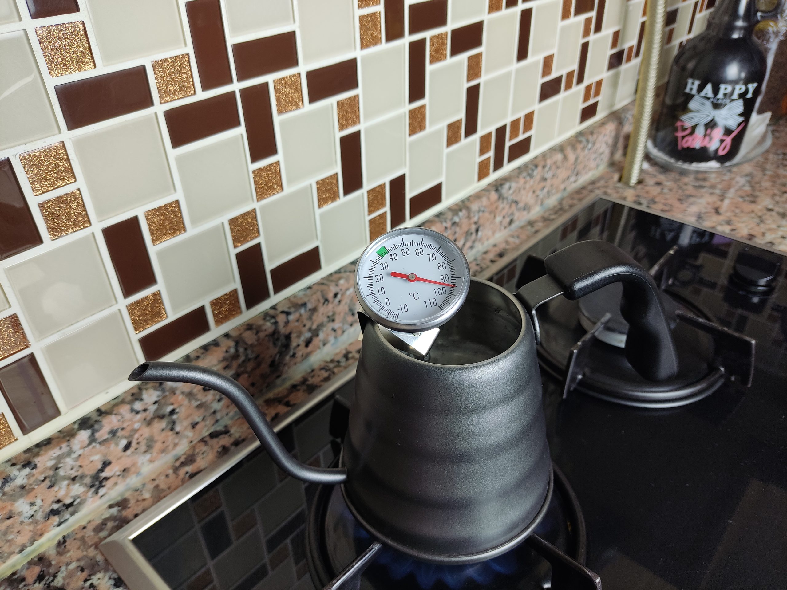 Gooseneck kettle and thermometer