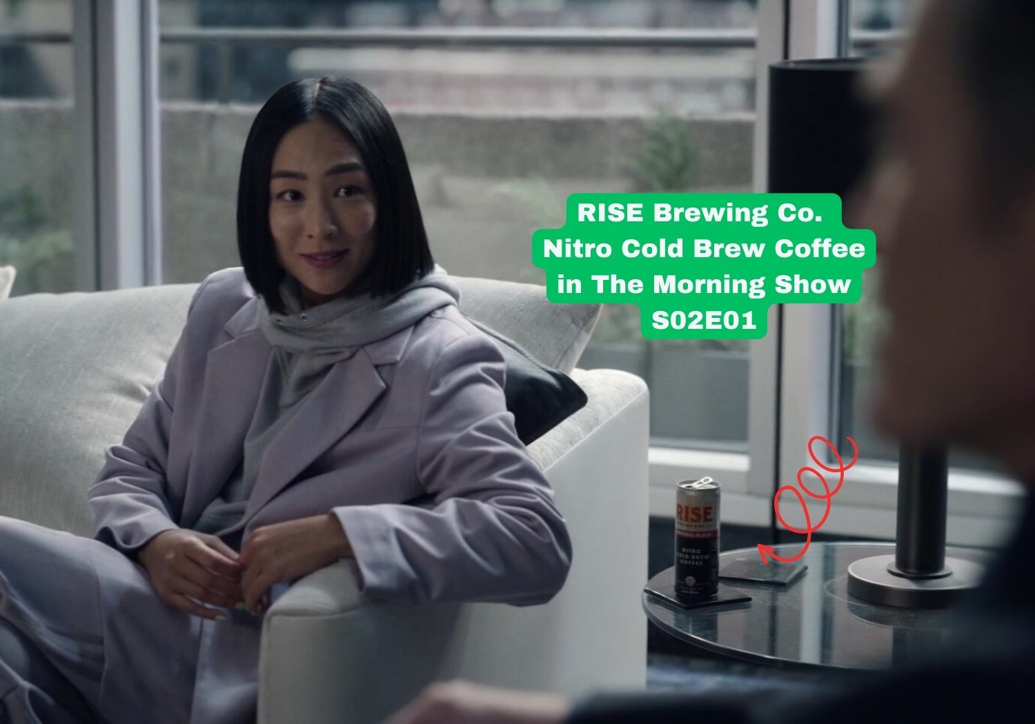 RISE Brewing Co Nitro Cold Brew Coffee in The Morning Show S02E01