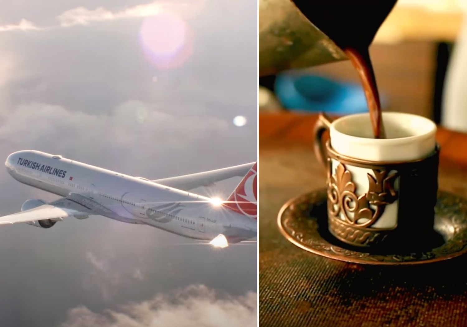 Turkish Airlines enhances the authentic Turkish dining experience on board by offering traditional Turkish coffee to its passengers