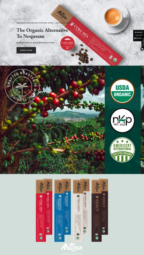 ARTIZAN organic nespresso pod coffee subscription