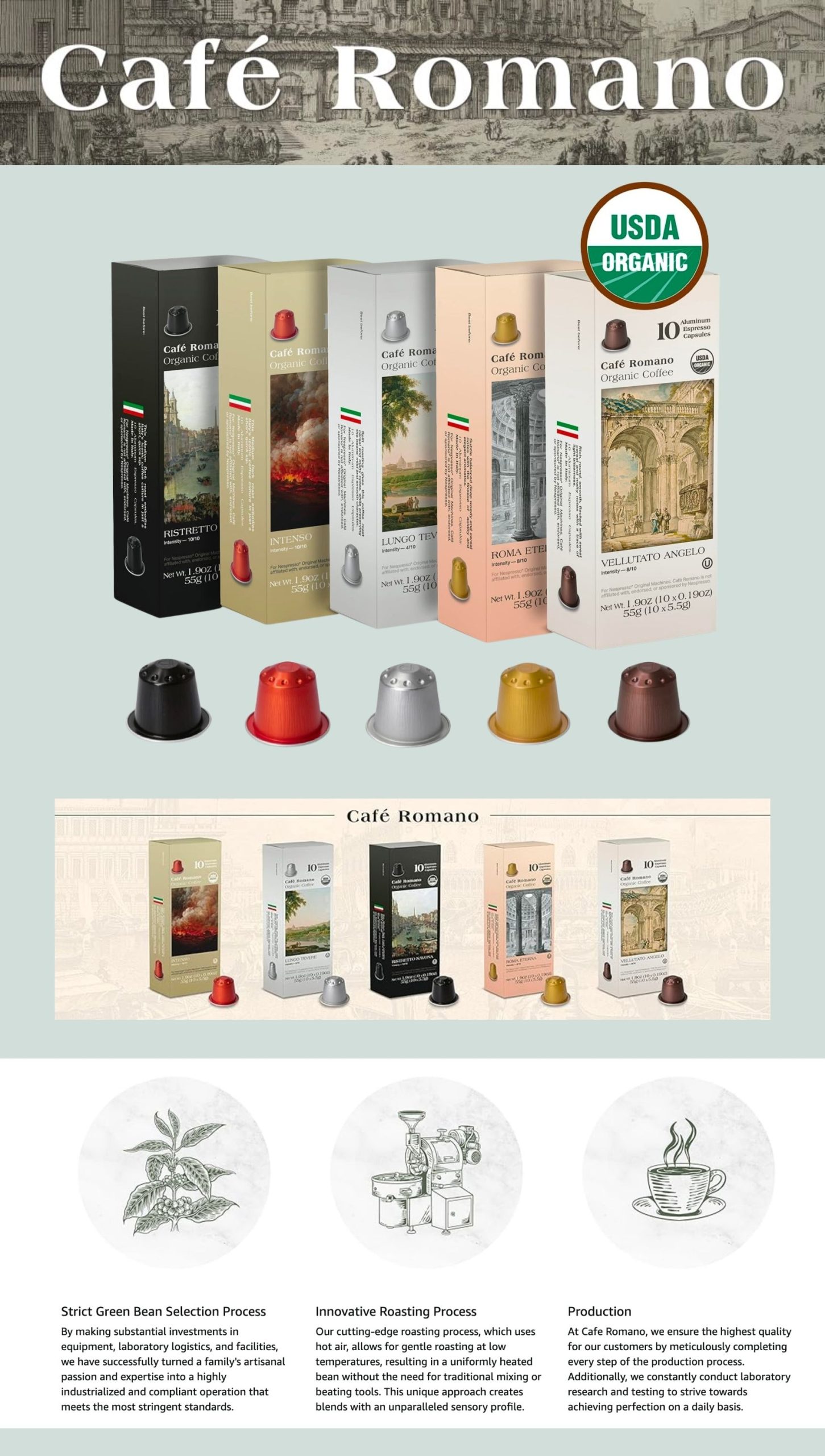 Café Romano USDA Organic Aluminum Nespresso Pods Subscription