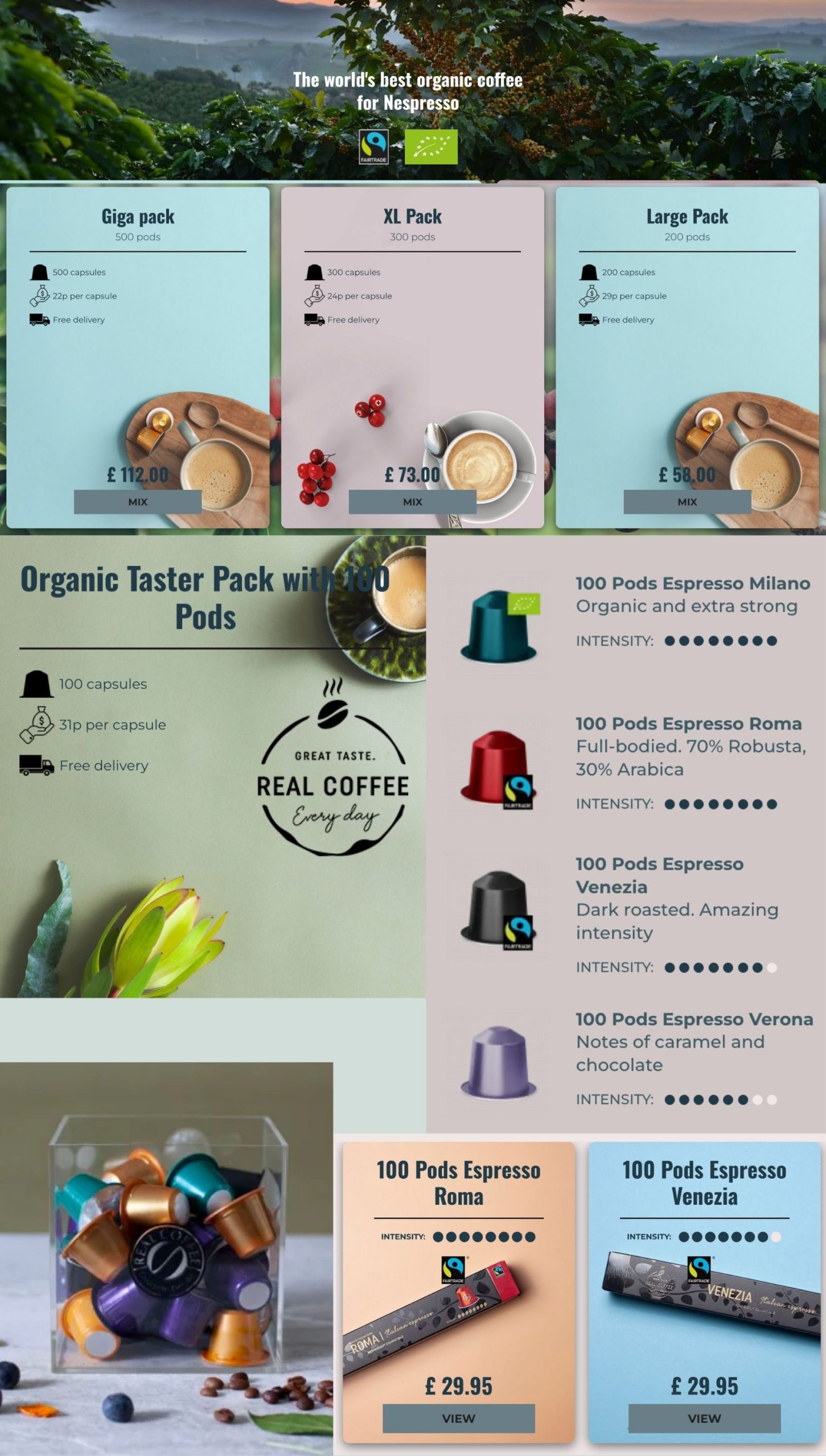 Real Coffee Organic Nespresso Pod Subscription
