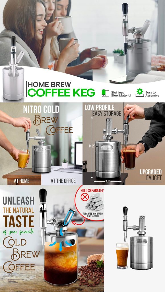 NutriChef Nitro Cold Brew Maker - Home Brew Coffee Keg