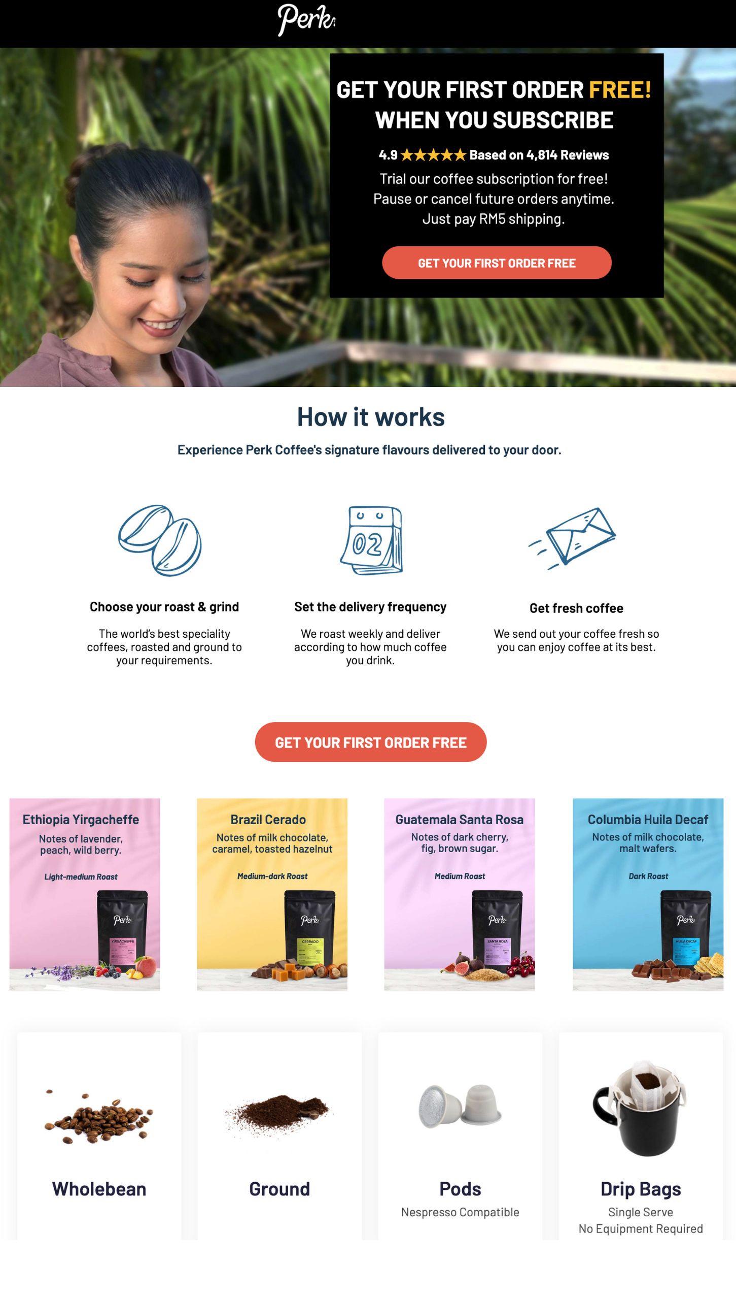 Perk Coffee-Free First Order with Subscription