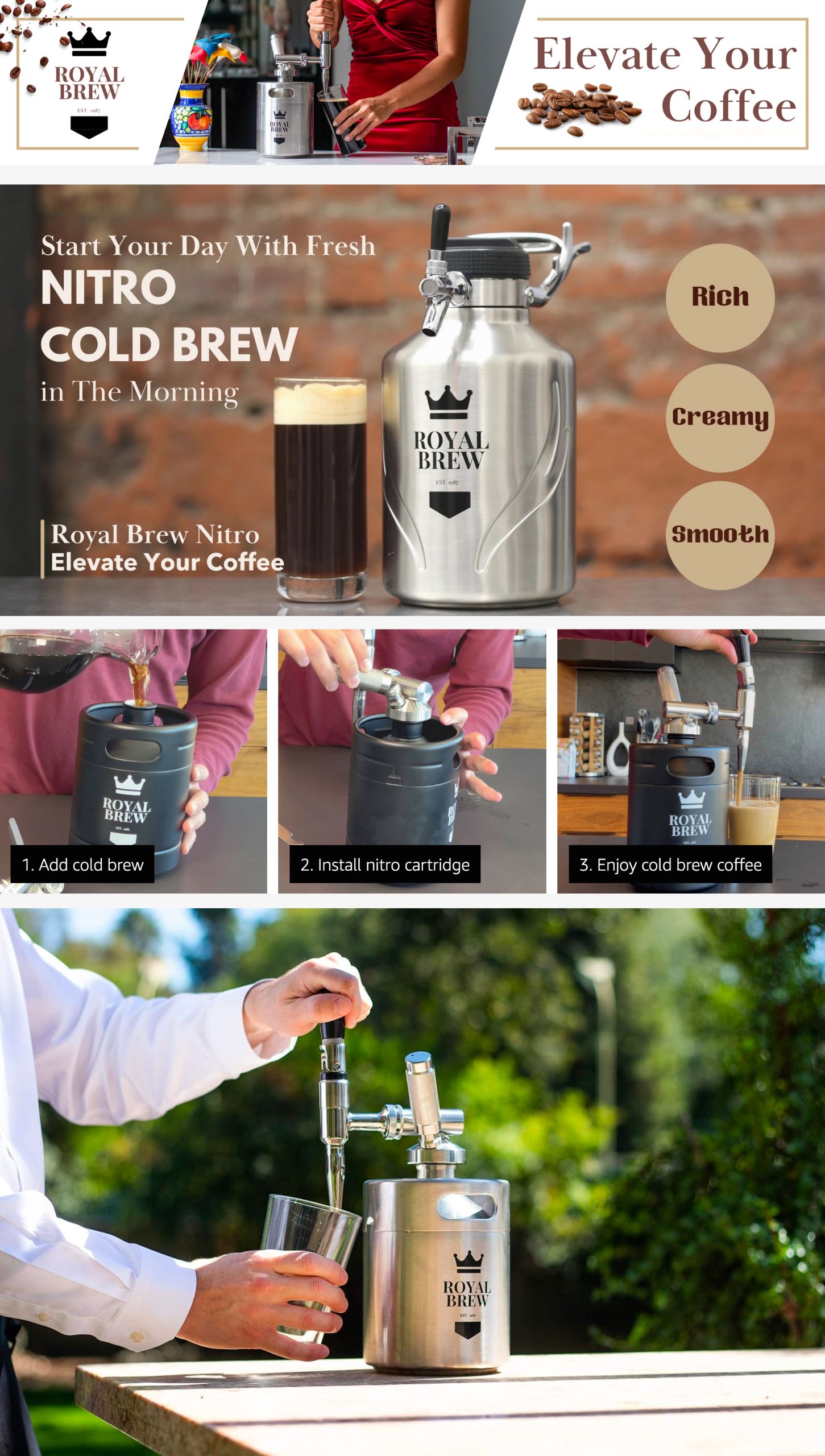 Royal Brew Nitro Cold Brew Coffee Maker Home Keg