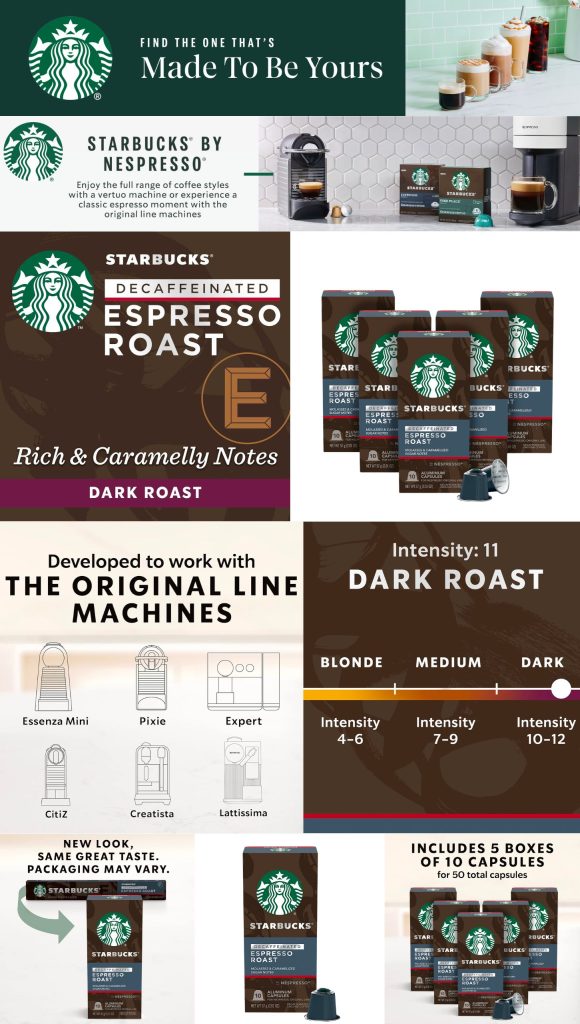 best decaf nespresso pods - Starbucks by Nespresso Decaf Dark Roast Espresso Capsule