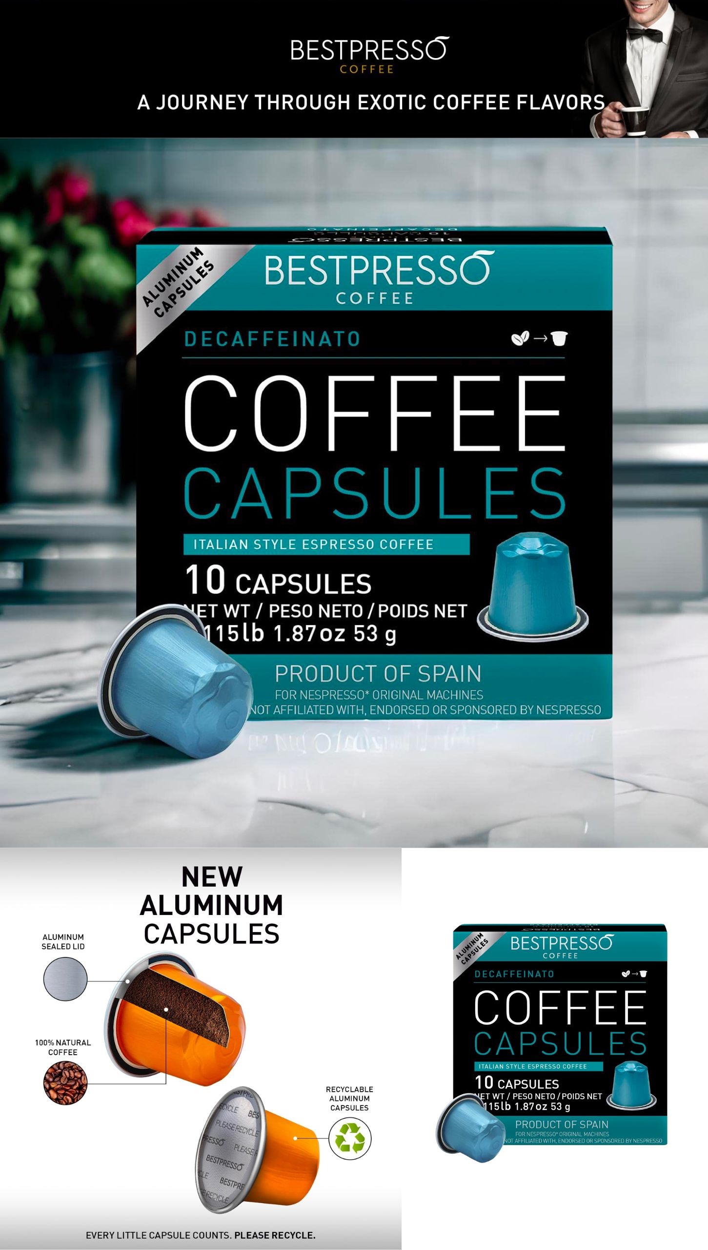 bestpresso decaf nespresso coffee capsule
