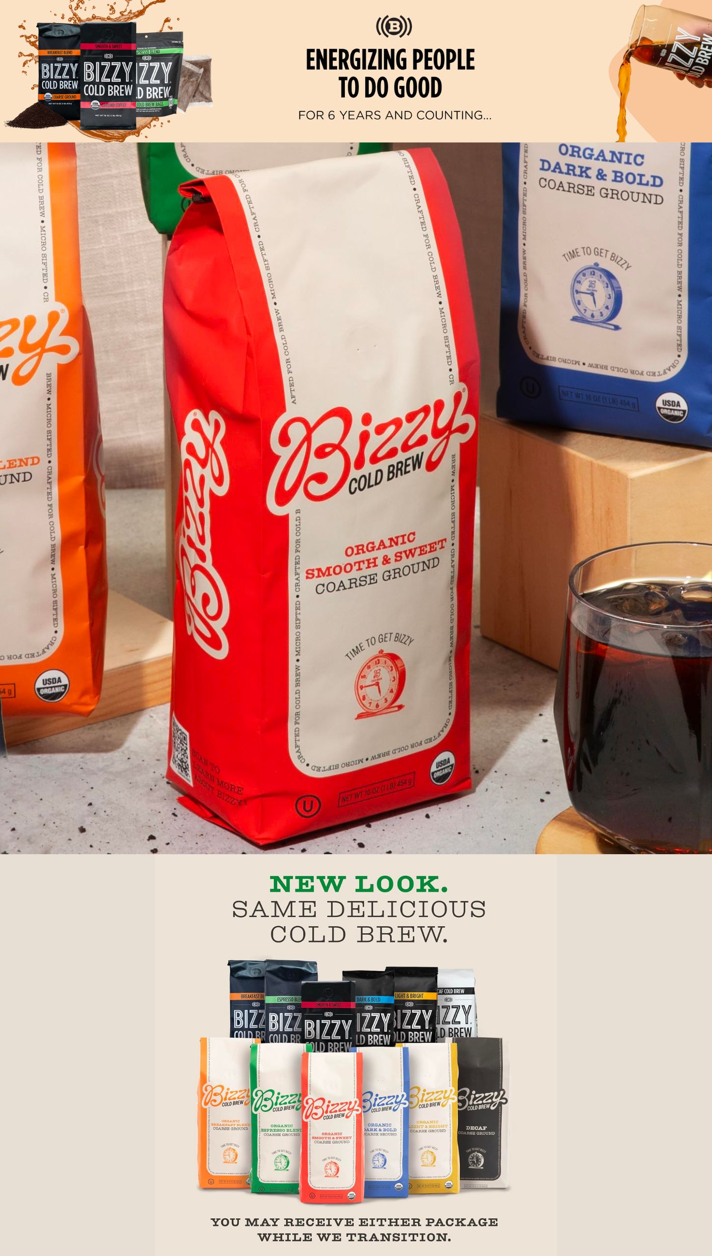 Bizzy Organic Cold Brew Coffee-Coarse Ground-Specialty Grade-100% Arabica Blend