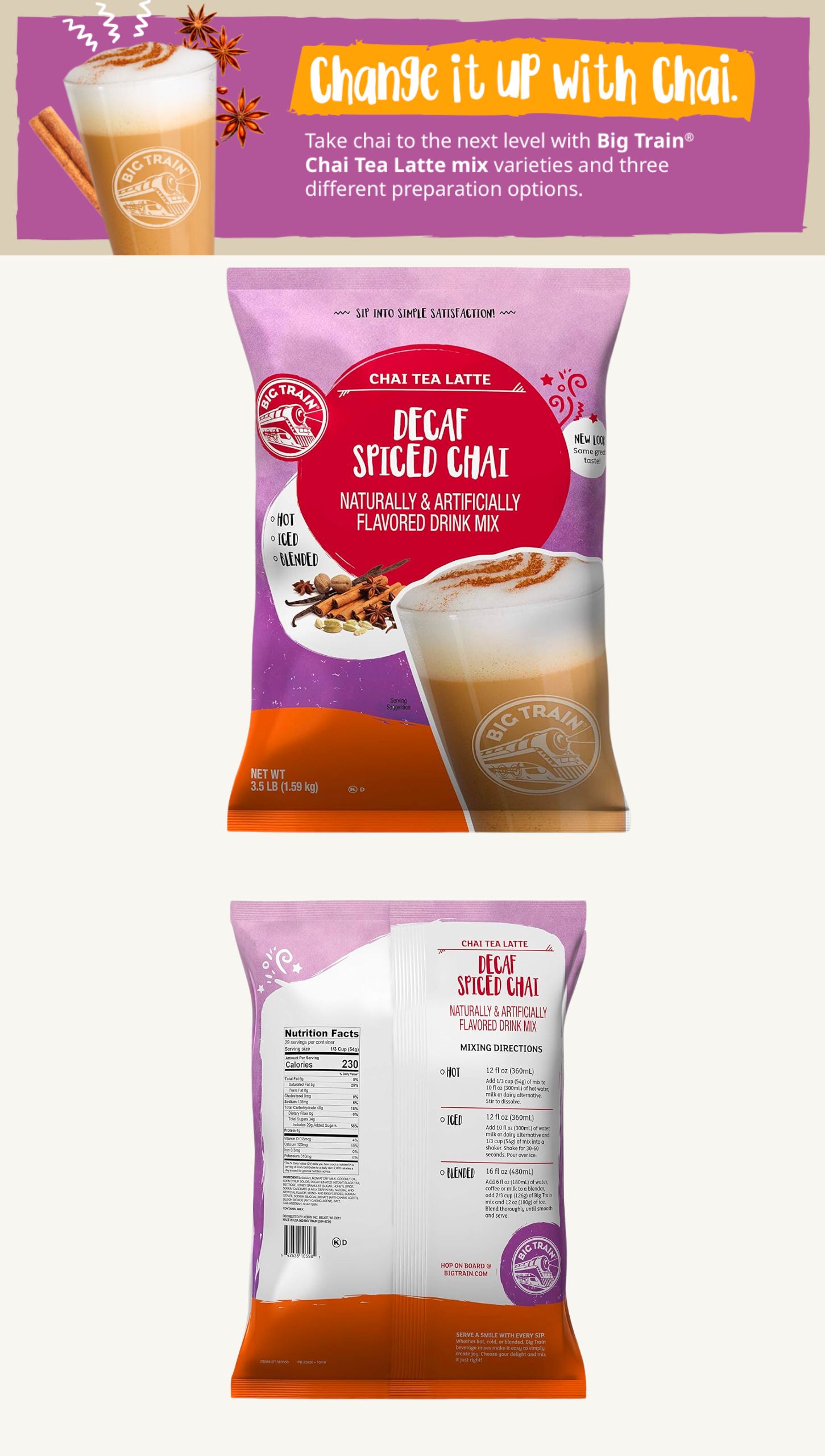 Decaffeinated Spiced Chai Tea Latte Mix from Big Train