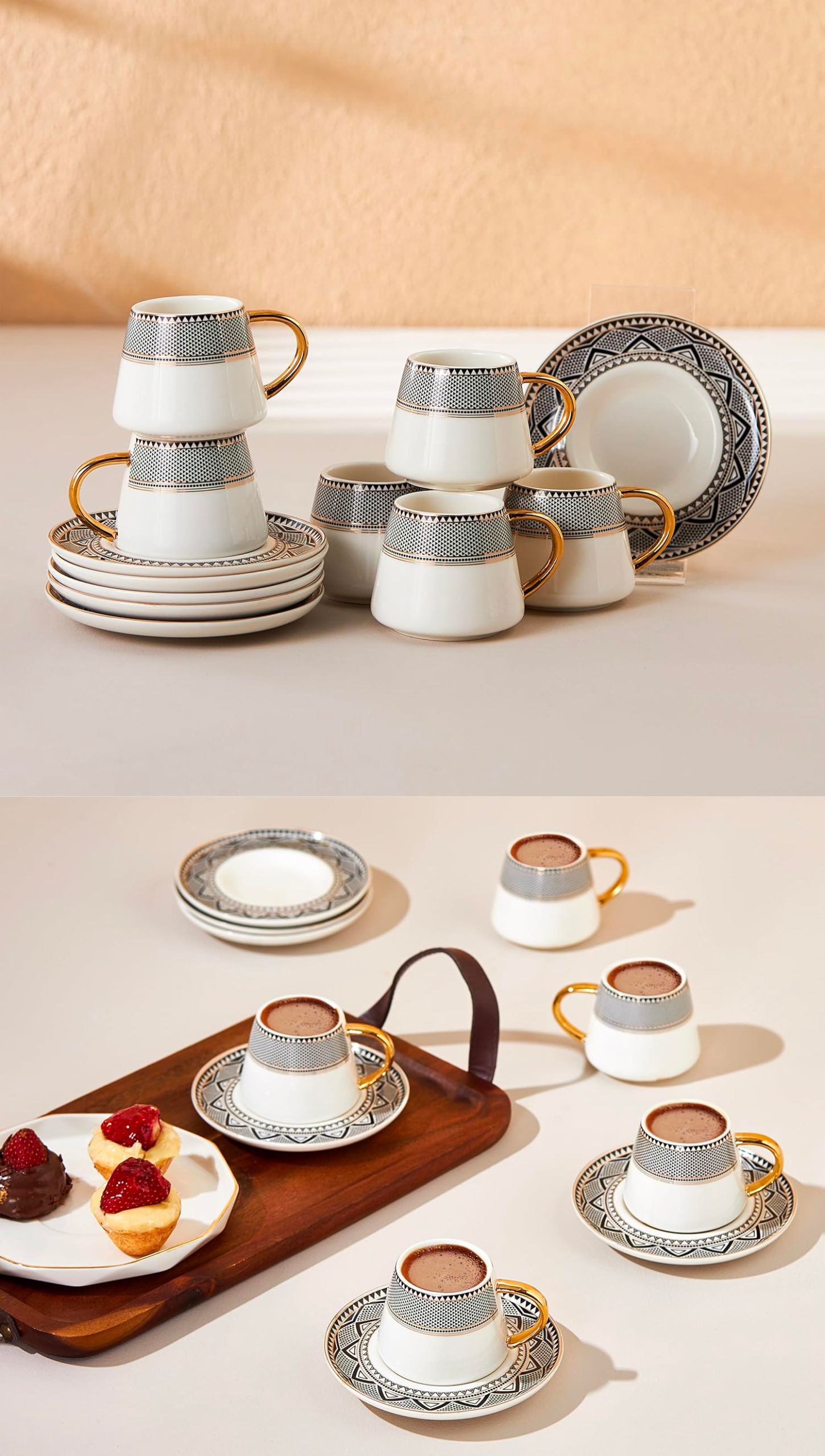 Karaca Globe Porcelain Turkish Coffee Cups