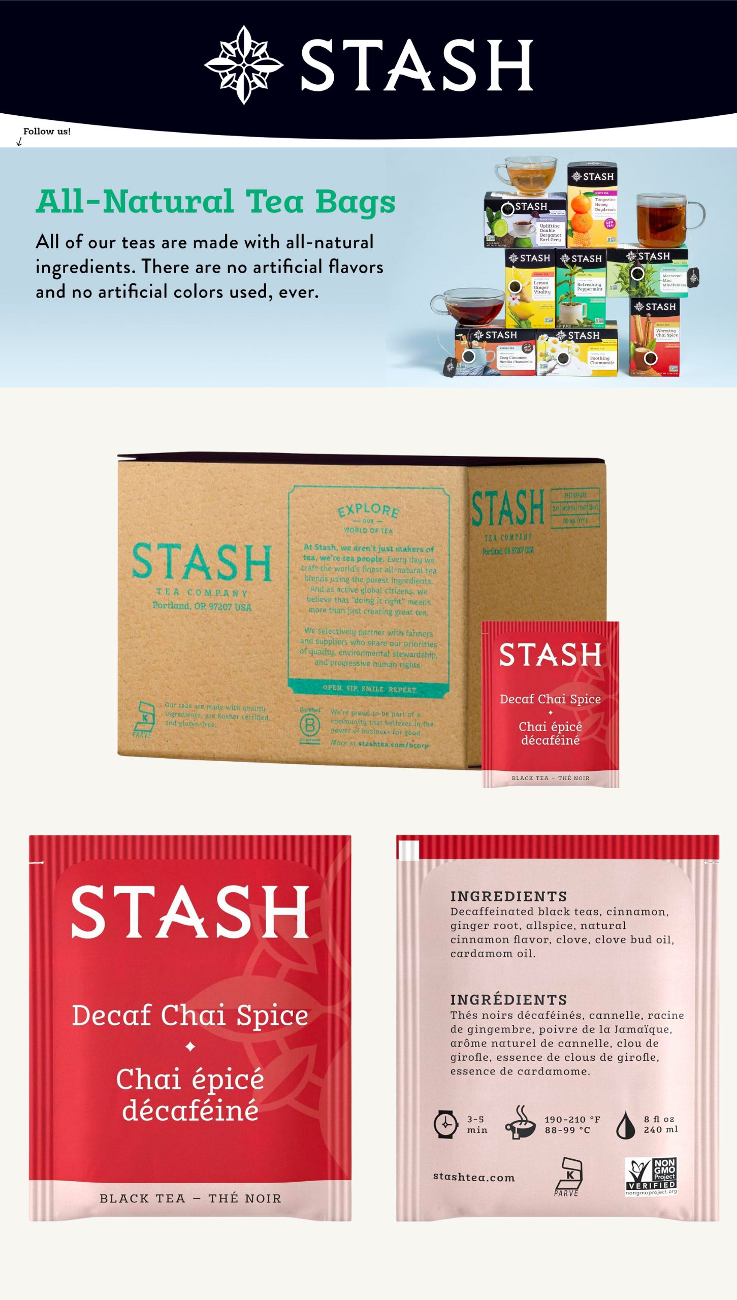 Stash Decaffeinated Chai Spice Black Tea Bags