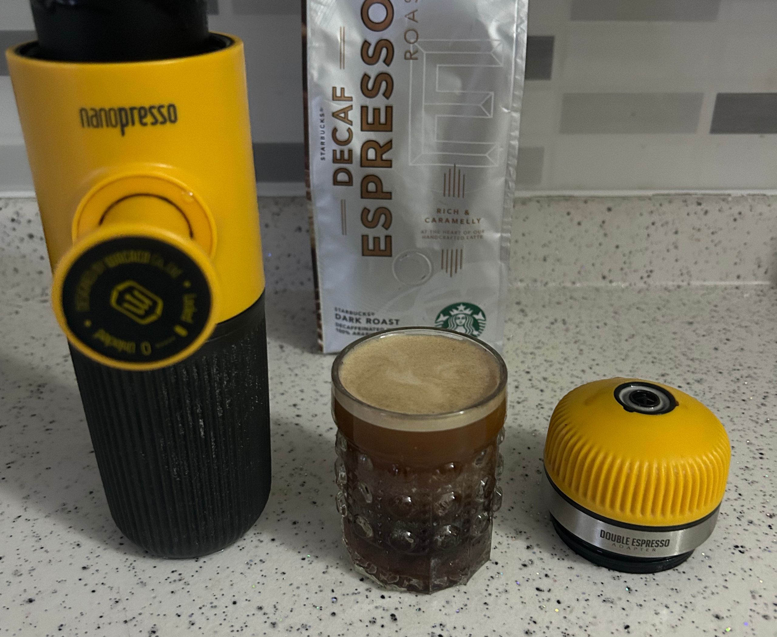 caffeine free dark roast espresso with wacaco nanopresso