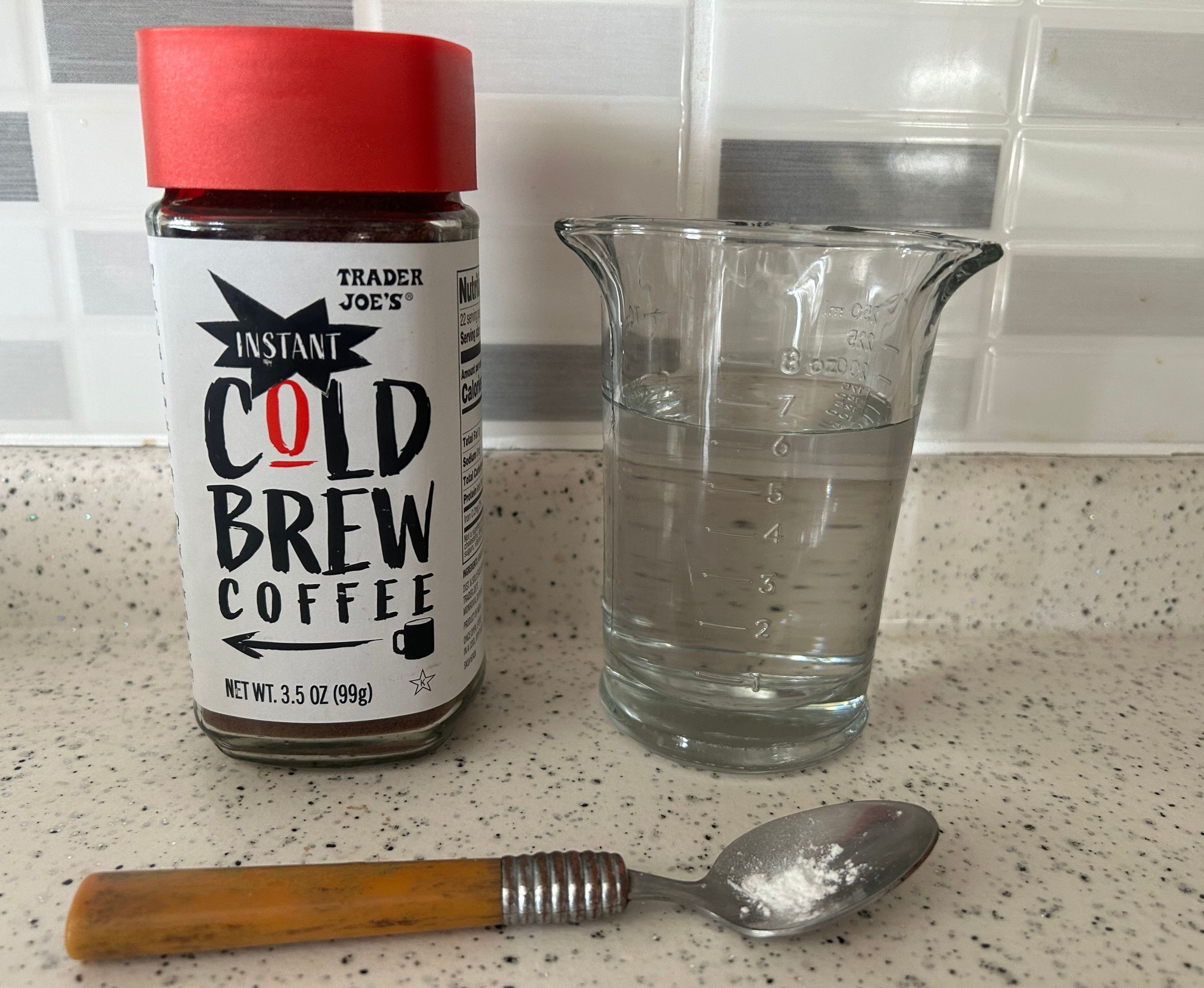 trader joes instant cold brew and mint and water
